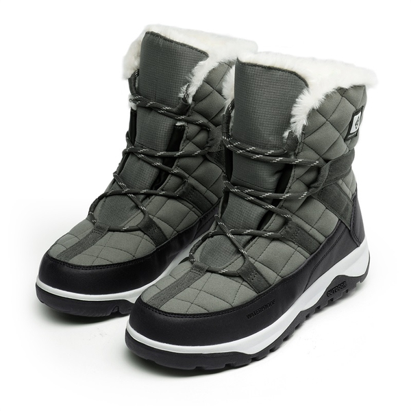 Rubber Faux Fur Lined Waterproof Snow Boots - GREY - 2